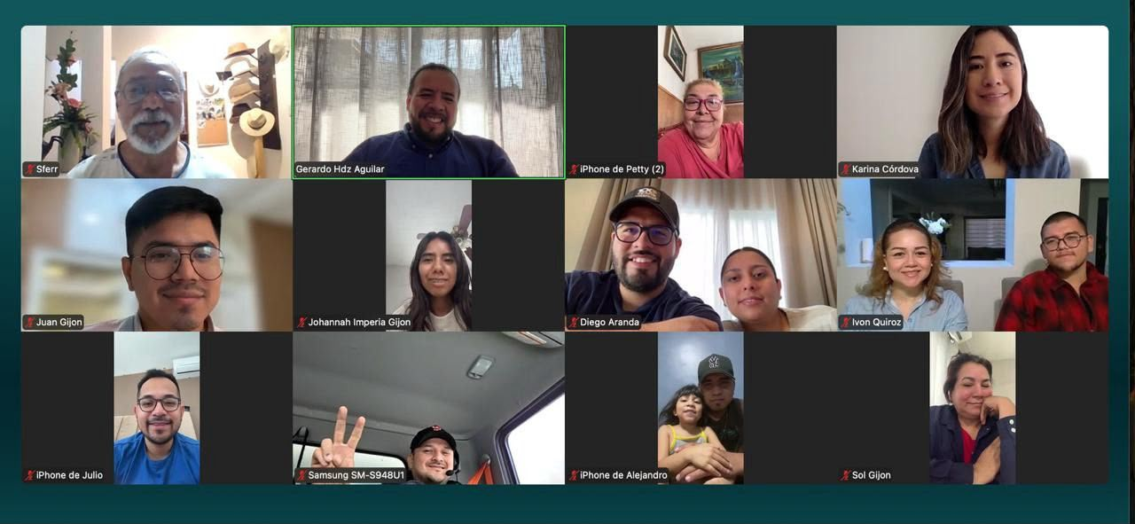 Miembros y familias de Maranatha reunidos por videollamada en Zoom